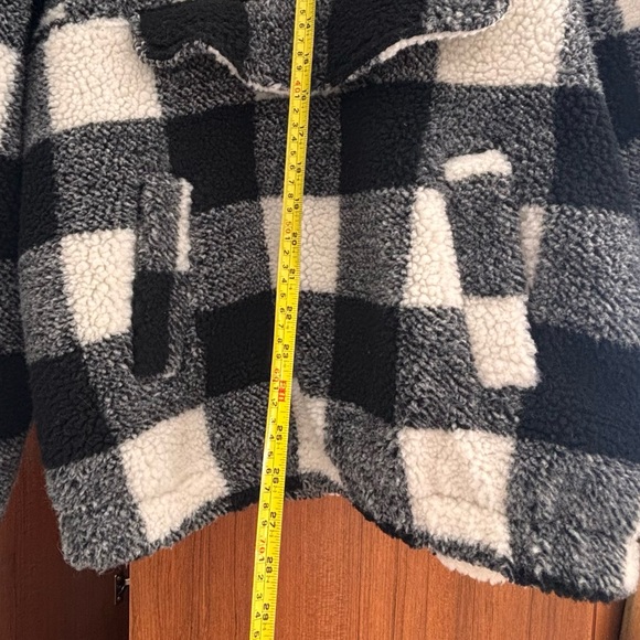 Urban Heritage Black White Buffalo Plaid Sherpa Fleece 1/4 Zip Pullover Size M - Picture 12 of 12